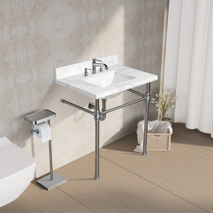 Kingston Ferrara KVPB3122W38CR 31-Inch Carrara Quartz Vanity Top (8" Faucet Drillings), Quartz White