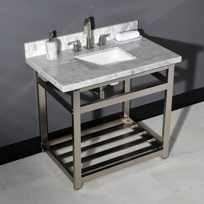 Kingston Tulare KVPB3622M38SQ - Templeton 36-Inch Carrara Marble Vanity Sink Top (8" Faucet Drillings), Carrara Marble