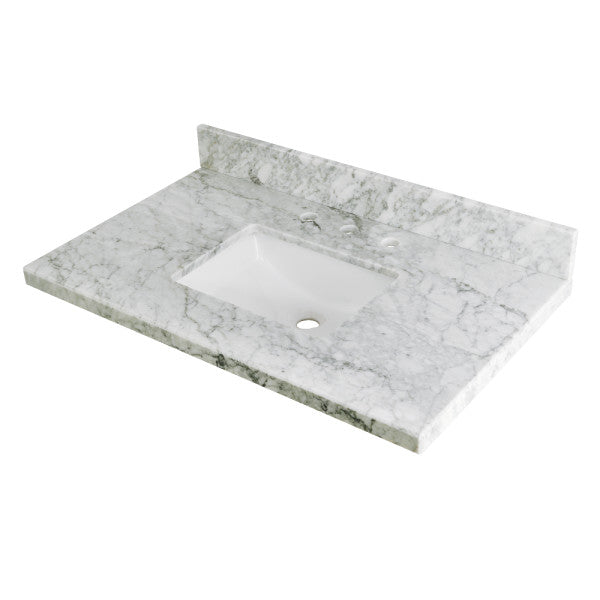Templeton KVPB3622M38SQ Marble Vanity Sink Top, Carrara Marble