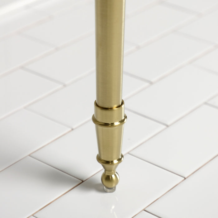 Kingston Heirloom KVPB37227W4BB - Edwardian 37-Inch Ceramic Console Sink with Brass Legs (4-Inch, 3-Hole), White/Brushed Brass