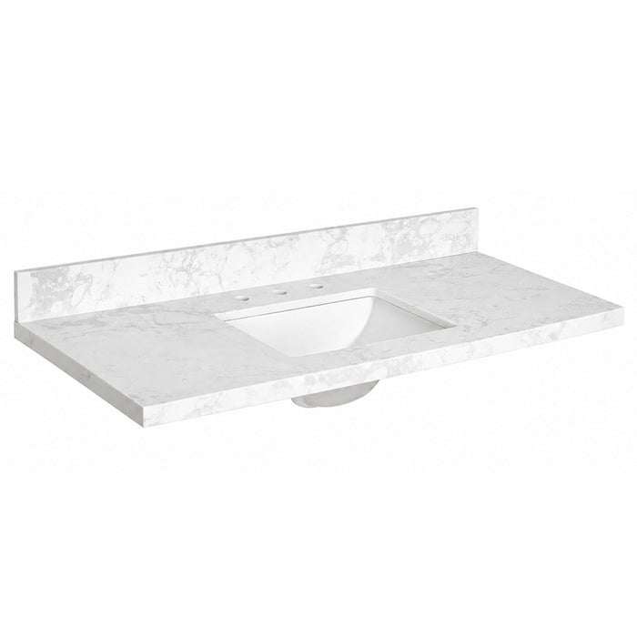 Kingston Ferrara KVPB4922W38CR 49-Inch Quartz Vanity Top (8" Faucet Drillings), Quartz White