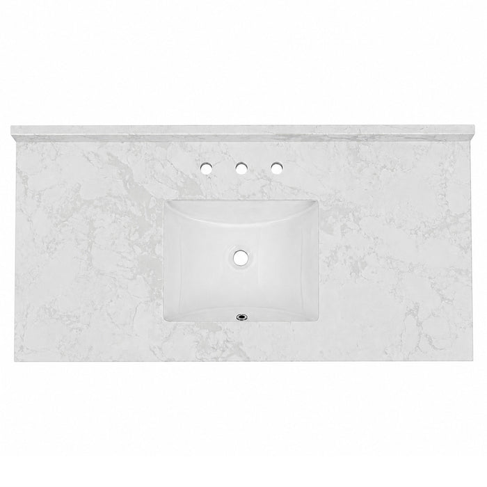 Kingston Ferrara KVPB4922W38CR 49-Inch Quartz Vanity Top (8" Faucet Drillings), Quartz White