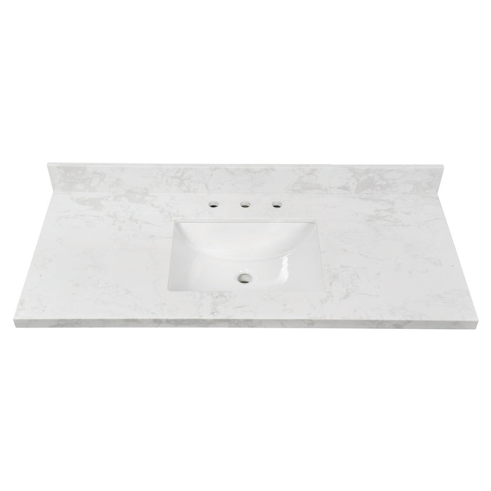 Kingston Ferrara KVPB4922W38CR 49-Inch Quartz Vanity Top (8" Faucet Drillings), Quartz White