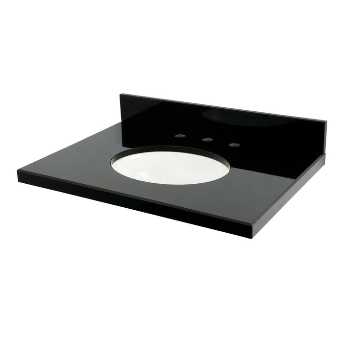 Kingston Tulare KVPK3022K38 - Templeton 30-Inch Black Granite Vanity Top (8" Faucet Drillings), Black/White