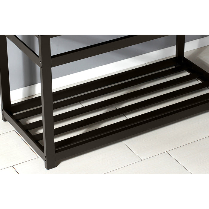 Kingston Sona KVSP4922A5 - Kingston Commercial 49-Inch Stainless Steel Console Sink with Steel Base (8-Inch, 3-Hole), Brushed Stainless Steel/Oil Rubbed Bronze