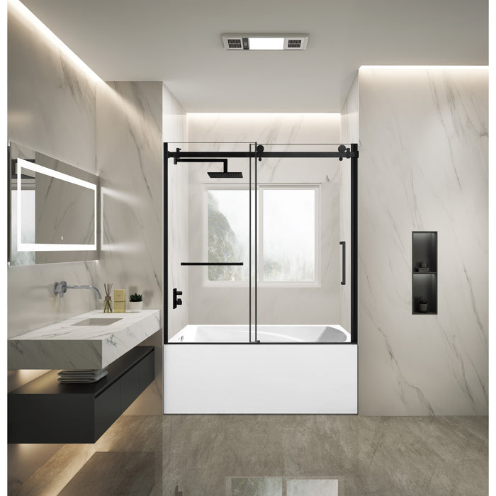 Kingston Tulare KVTAM6032L21060-Inch Acrylic Rectangular 3-Wall Alcove Tub Combo with Tub Door (Left Hand Drain), White/Matte Black