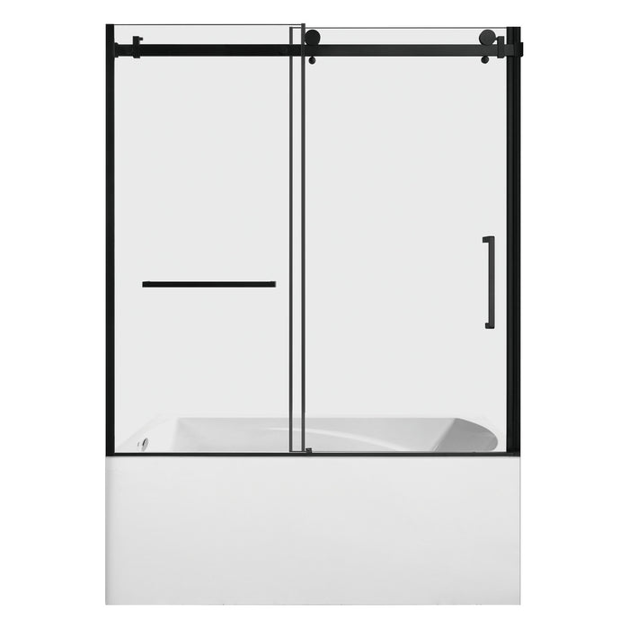 Kingston Tulare KVTAM6032L21060-Inch Acrylic Rectangular 3-Wall Alcove Tub Combo with Tub Door (Left Hand Drain), White/Matte Black