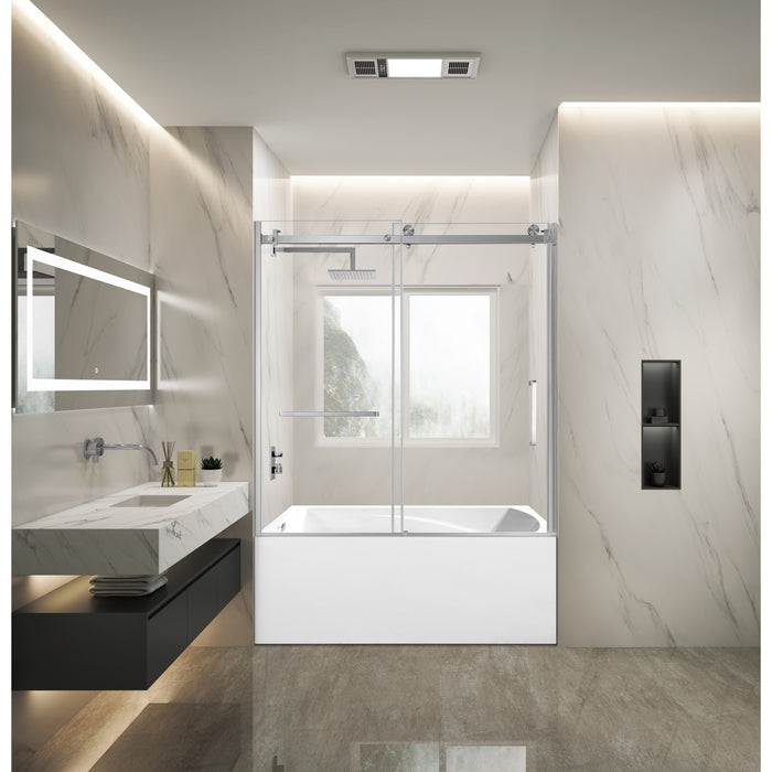 Kingston Tulare KVTAM6032L21860-Inch Acrylic Rectangular 3-Wall Alcove Tub Combo with Tub Door (Left Hand Drain), White/Brushed Nickel