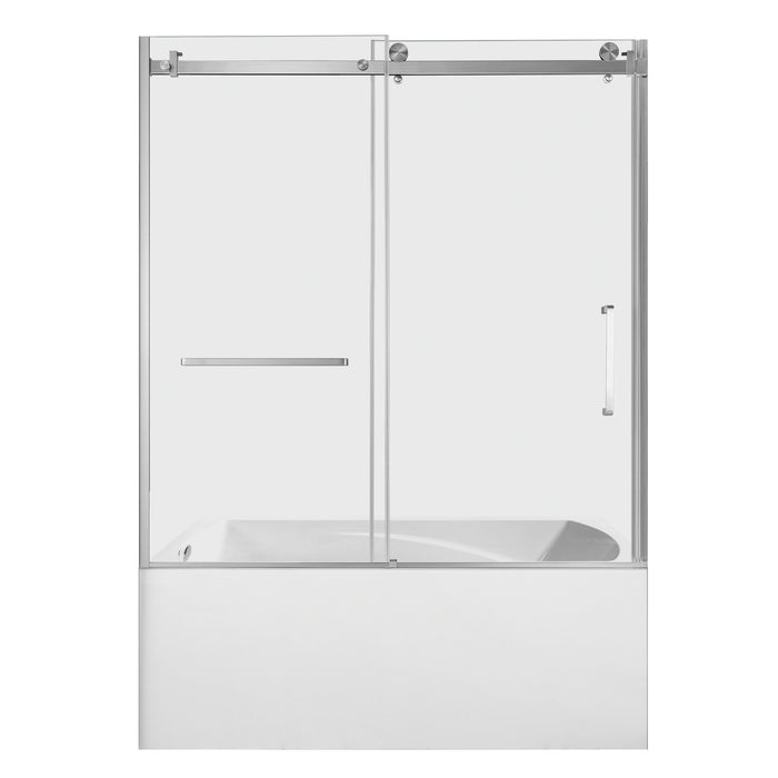 Kingston Tulare KVTAM6032L21860-Inch Acrylic Rectangular 3-Wall Alcove Tub Combo with Tub Door (Left Hand Drain), White/Brushed Nickel