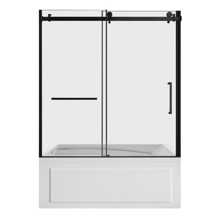 KVTAM6032L22B0 60-Inch Acrylic Rectangular 3-Wall Anti-Skid Alcove Tub Combo with Tub Door (Left Hand Drain), White/Matte Black