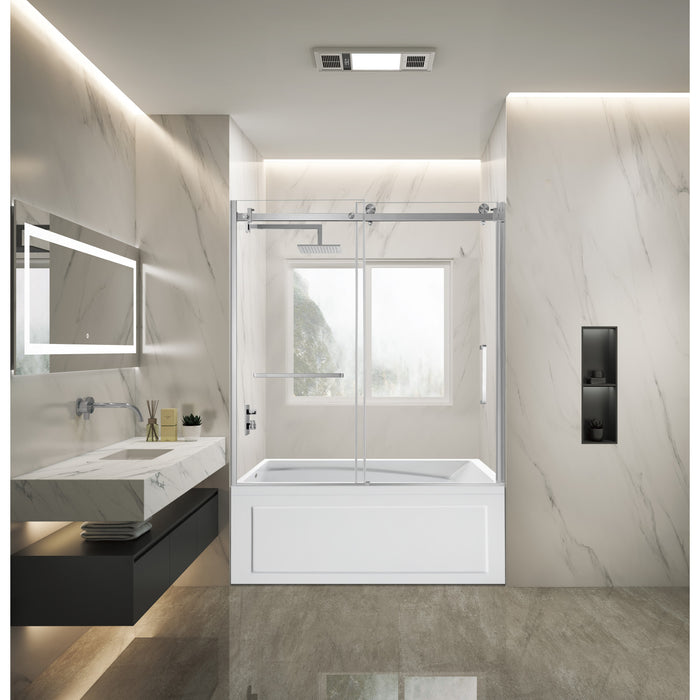 Kingston Tulare KVTAM6032L22B860-Inch Acrylic Rectangular 3-Wall Anti-Skid Alcove Tub Combo with Tub Door (Left Hand Drain), White/Brushed Nickel