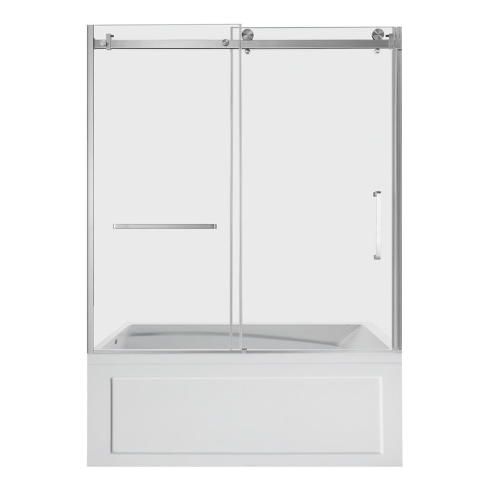 Kingston Tulare KVTAM6032L22B860-Inch Acrylic Rectangular 3-Wall Anti-Skid Alcove Tub Combo with Tub Door (Left Hand Drain), White/Brushed Nickel
