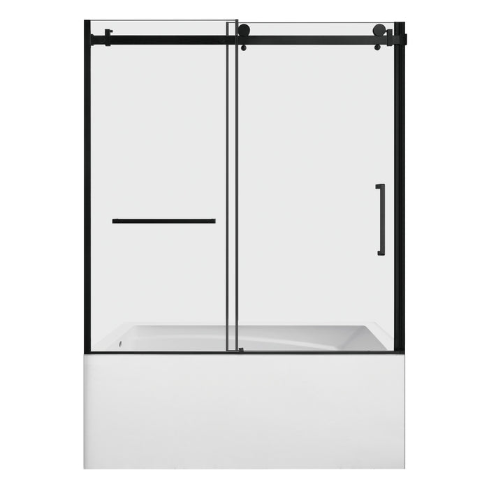 Kingston Tulare KVTAM6032L22D060-Inch Acrylic Rectangular 3-Wall Anti-Skid Alcove Tub Combo with Tub Door (Left Hand Drain), White/Matte Black