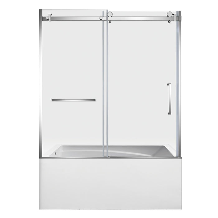 KVTAM6032L22D1 60-Inch Acrylic Rectangular 3-Wall Anti-Skid Alcove Tub Combo with Tub Door (Left Hand Drain), White/Polished Chrome