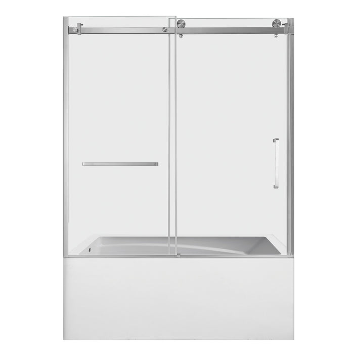 Kingston Tulare KVTAM6032L22D860-Inch Acrylic Rectangular 3-Wall Anti-Skid Alcove Tub Combo with Tub Door (Left Hand Drain), White/Brushed Nickel