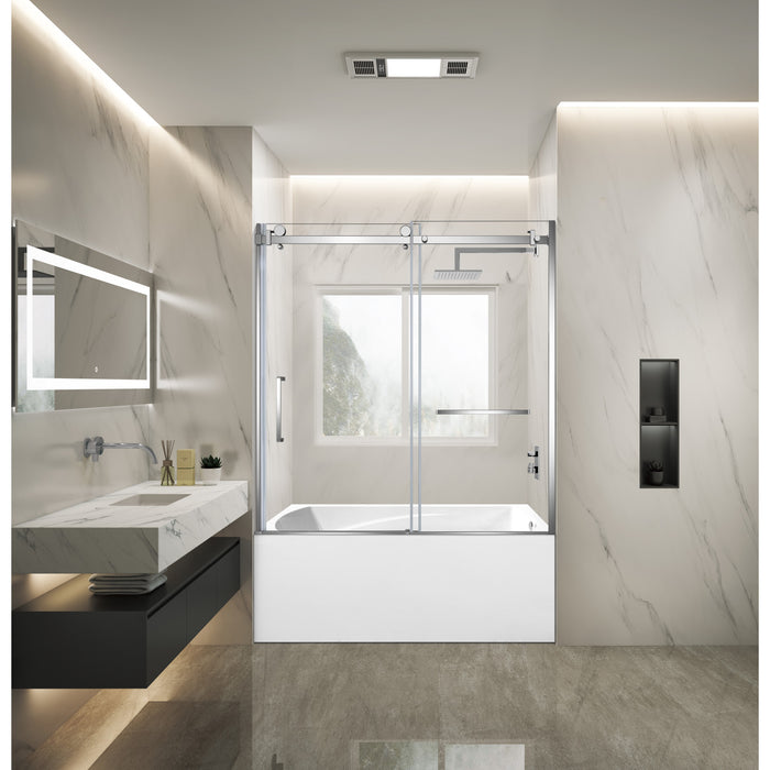 Kingston Tulare KVTAM6032R21160-Inch Acrylic Rectangular 3-Wall Alcove Tub Combo with Tub Door (Right Hand Drain), White/Polished Chrome