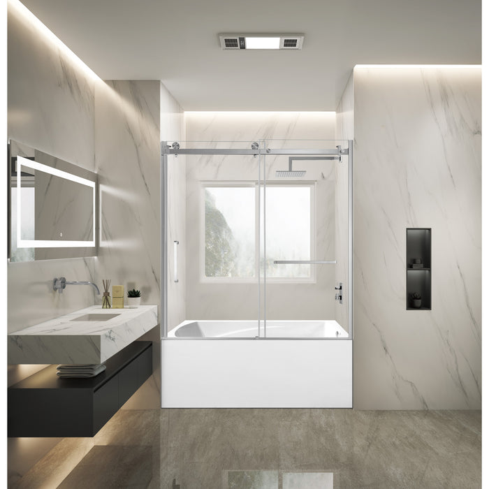 Kingston Tulare KVTAM6032R21860-Inch Acrylic Rectangular 3-Wall Alcove Tub Combo with Tub Door (Right Hand Drain), White/Brushed Nickel