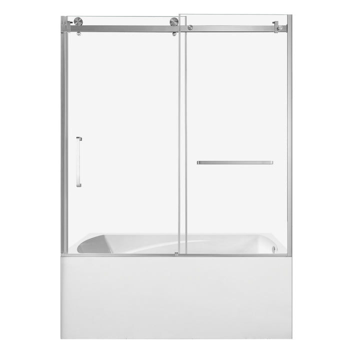 Kingston Tulare KVTAM6032R21860-Inch Acrylic Rectangular 3-Wall Alcove Tub Combo with Tub Door (Right Hand Drain), White/Brushed Nickel