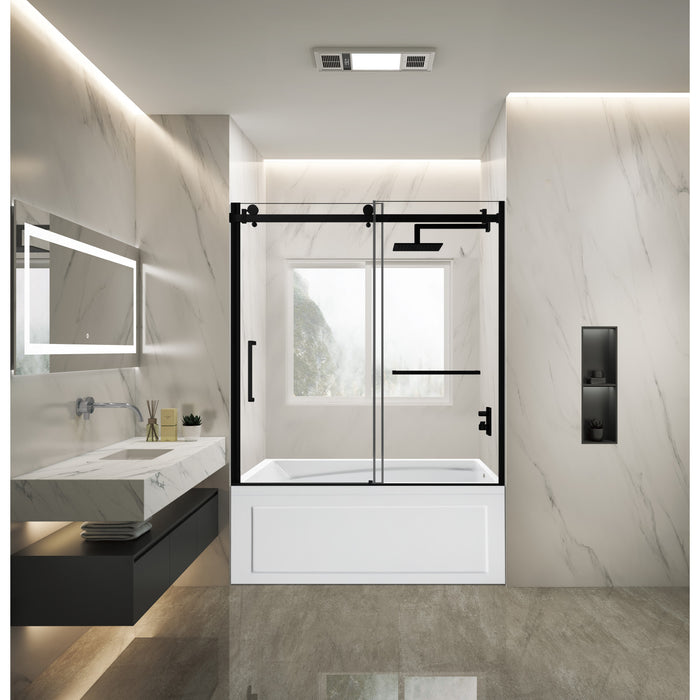 Kingston Tulare KVTAM6032R22B060-Inch Acrylic Rectangular 3-Wall Anti-Skid Alcove Tub Combo with Tub Door (Right Hand Drain), White/Matte Black