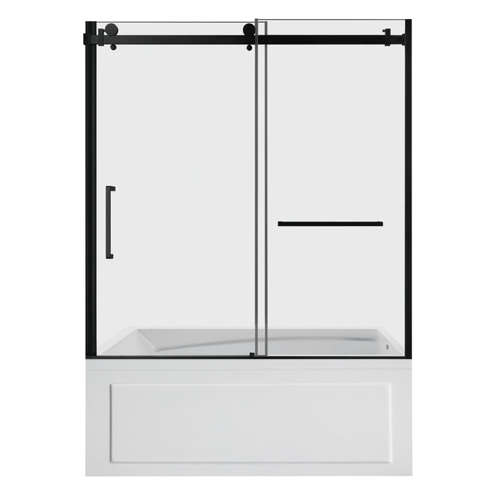 Kingston Tulare KVTAM6032R22B060-Inch Acrylic Rectangular 3-Wall Anti-Skid Alcove Tub Combo with Tub Door (Right Hand Drain), White/Matte Black