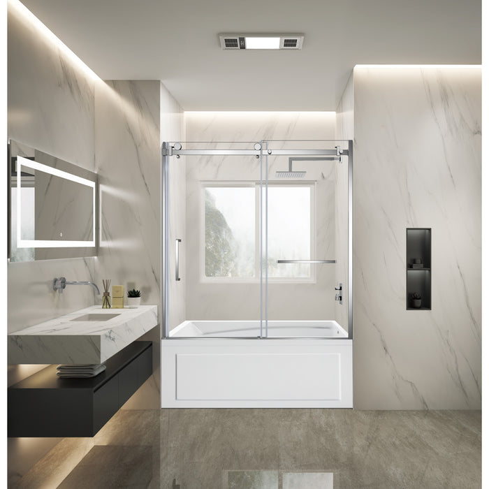 Kingston Tulare KVTAM6032R22B160-Inch Acrylic Rectangular 3-Wall Anti-Skid Alcove Tub Combo with Tub Door (Right Hand Drain), White/Polished Chrome