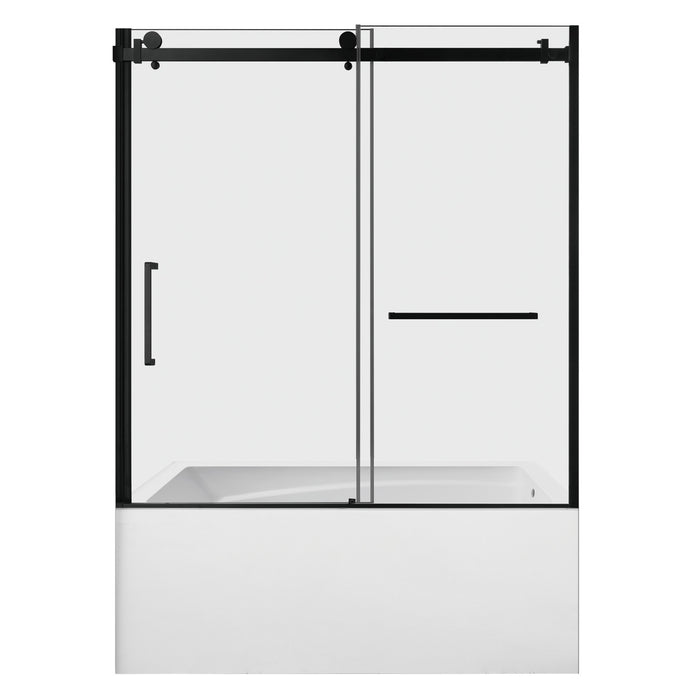 KVTAM6032R22D0 60-Inch Acrylic Rectangular 3-Wall Anti-Skid Alcove Tub Combo with Tub Door (Right Hand Drain), White/Matte Black