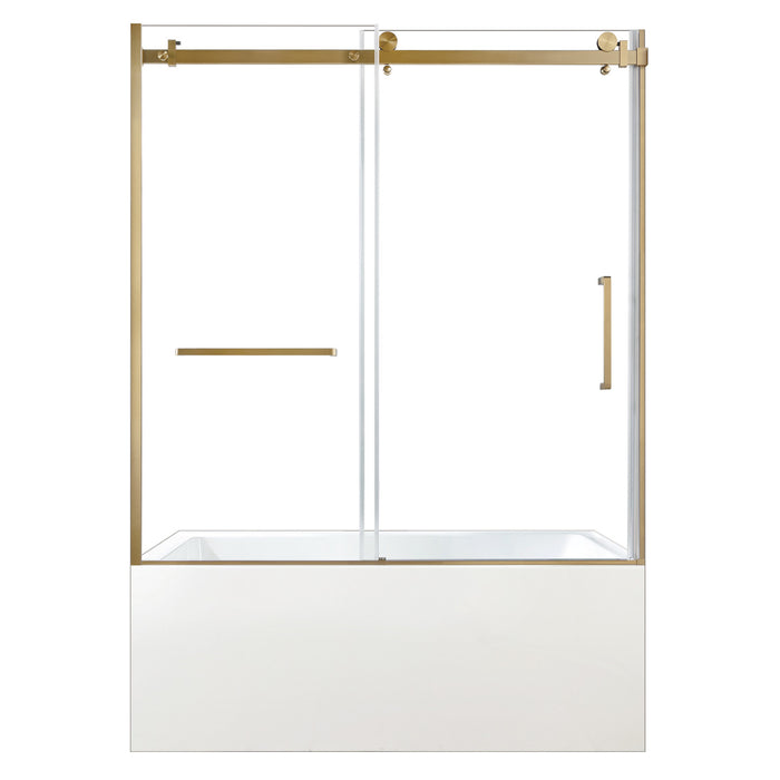 Kingston Tulare KVTAP6031L22T760-Inch Acrylic Rectangular 3-Wall Anti-Skid Alcove Tub Combo with Tub Door (Left Hand Drain), White/Brushed Brass