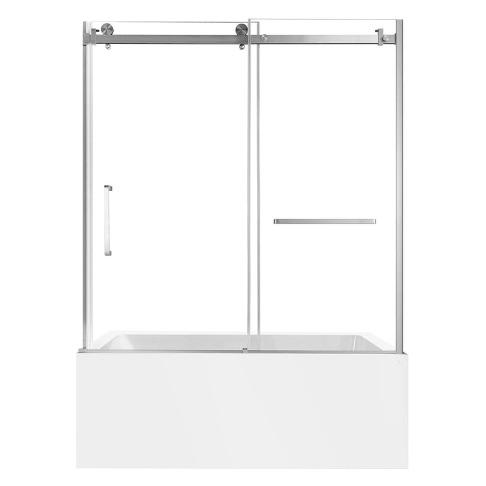 Kingston Tulare KVTAP6031R22T860-Inch Acrylic Rectangular 3-Wall Anti-Skid Alcove Tub Combo with Tub Door (Right Hand Drain), White/Brushed Nickel