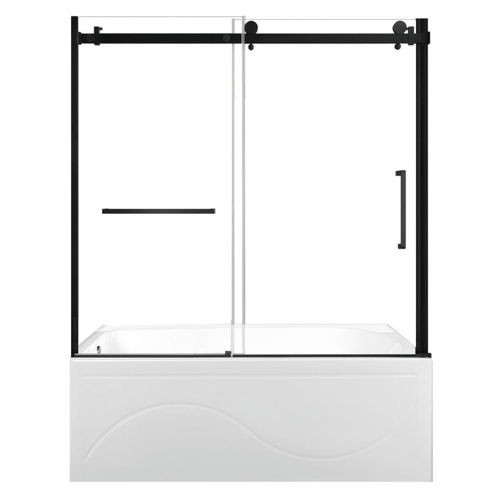 Kingston Tulare KVTAP603216L060-Inch Acrylic Rectangular 3-Wall Anti-Skid Alcove Tub Combo with Tub Door (Left Hand Drain), White/Matte Black