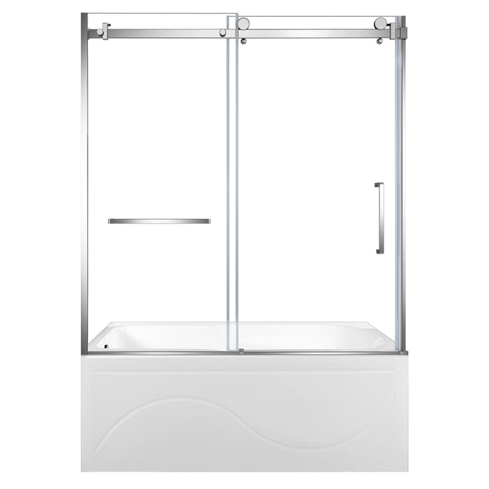 Kingston Tulare KVTAP603216L160-Inch Acrylic Rectangular 3-Wall Anti-Skid Alcove Tub Combo with Tub Door (Left Hand Drain), White/Polished Chrome