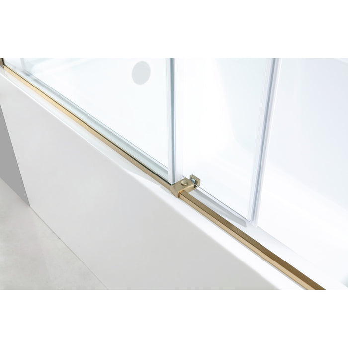 Kingston Tulare KVTAP603216L760-Inch Acrylic Rectangular 3-Wall Anti-Skid Alcove Tub Combo with Tub Door (Left Hand Drain), White/Brushed Brass