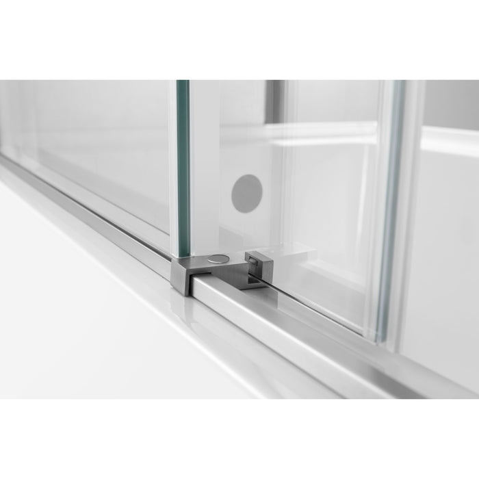 Kingston Tulare KVTAP603216L860-Inch Acrylic Rectangular 3-Wall Anti-Skid Alcove Tub Combo with Tub Door (Left Hand Drain), White/Brushed Nickel