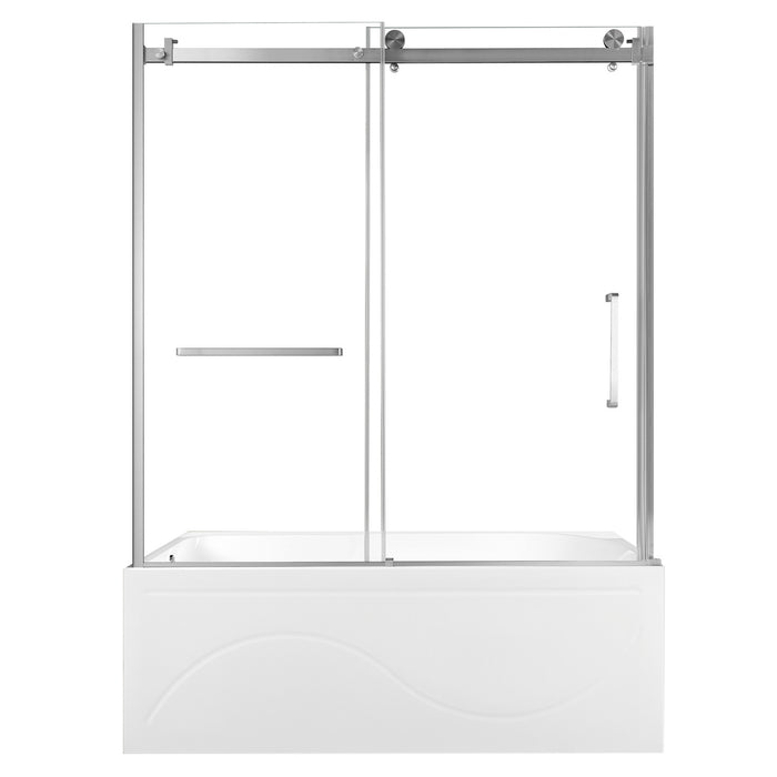 Kingston Tulare KVTAP603216L860-Inch Acrylic Rectangular 3-Wall Anti-Skid Alcove Tub Combo with Tub Door (Left Hand Drain), White/Brushed Nickel