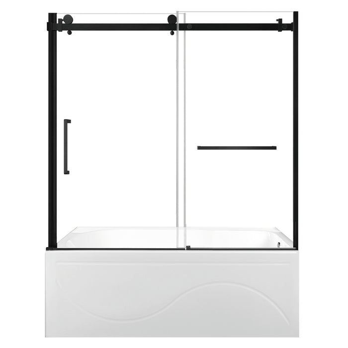 Kingston Tulare KVTAP603216R060-Inch Acrylic Rectangular 3-Wall Anti-Skid Alcove Tub Combo with Tub Door (Right Hand Drain), White/Matte Black