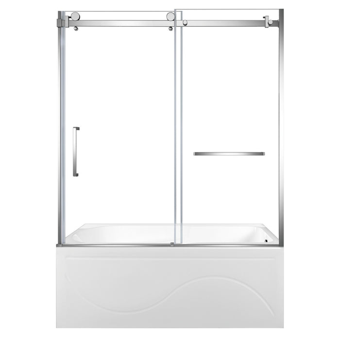 Kingston Tulare KVTAP603216R160-Inch Acrylic Rectangular 3-Wall Anti-Skid Alcove Tub Combo with Tub Door (Right Hand Drain), White/Polished Chrome