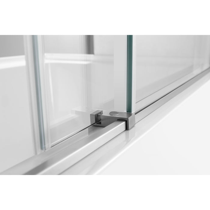 Kingston Tulare KVTAP603216R860-Inch Acrylic Rectangular 3-Wall Anti-Skid Alcove Tub Combo with Tub Door (Right Hand Drain), White/Brushed Nickel