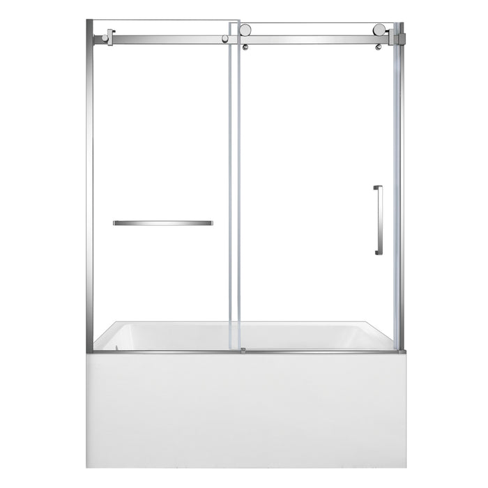 KVTAP603222L1 60-Inch Acrylic Rectangular 3-Wall Alcove Tub Combo with Tub Door (Left Hand Drain), White/Polished Chrome