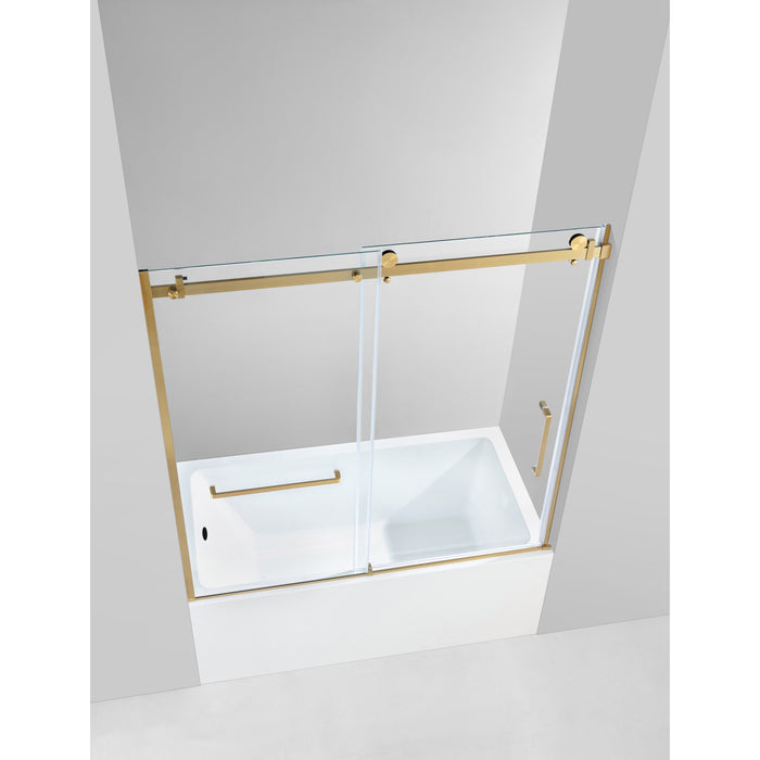 Kingston Tulare KVTAP603222L760-Inch Acrylic Rectangular 3-Wall Alcove Tub Combo with Tub Door (Left Hand Drain), White/Brushed Brass