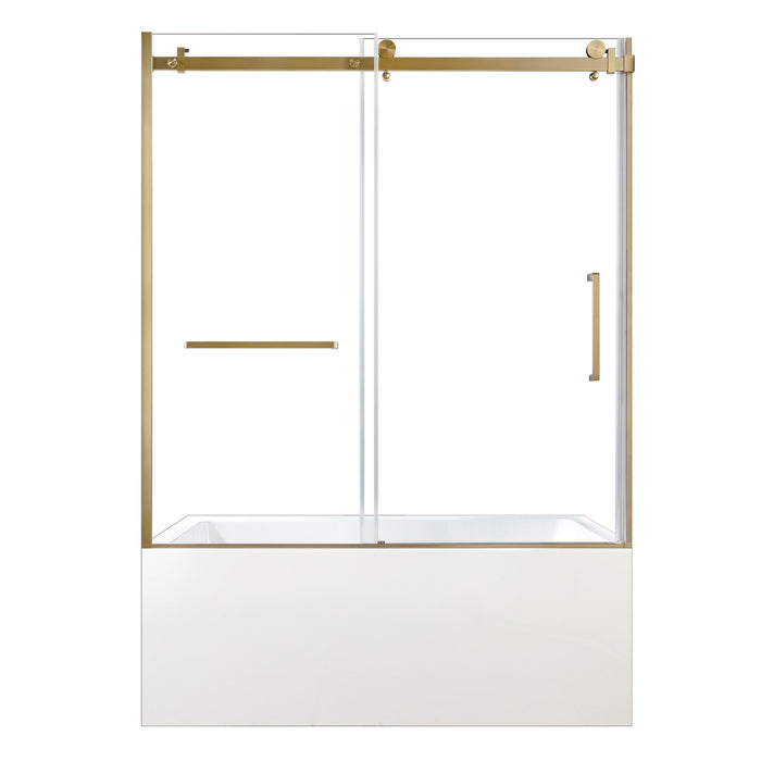 Kingston Tulare KVTAP603222L760-Inch Acrylic Rectangular 3-Wall Alcove Tub Combo with Tub Door (Left Hand Drain), White/Brushed Brass