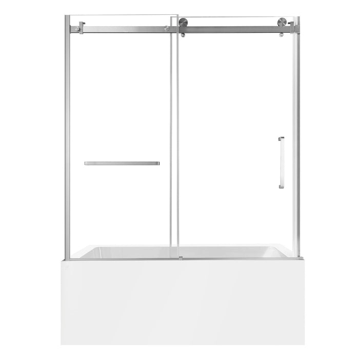 Kingston Tulare KVTAP603222L860-Inch Acrylic Rectangular 3-Wall Alcove Tub Combo with Tub Door (Left Hand Drain), White/Brushed Nickel