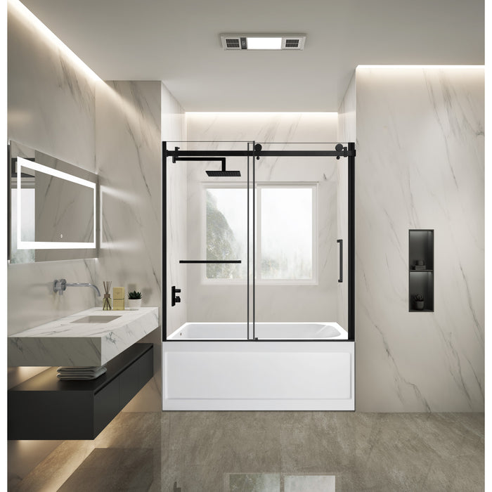 Kingston Tulare KVTAP6032L21A060-Inch Acrylic Rectangular 3-Wall Anti-Skid Alcove Tub Combo with Tub Door (Left Hand Drain), White/Matte Black