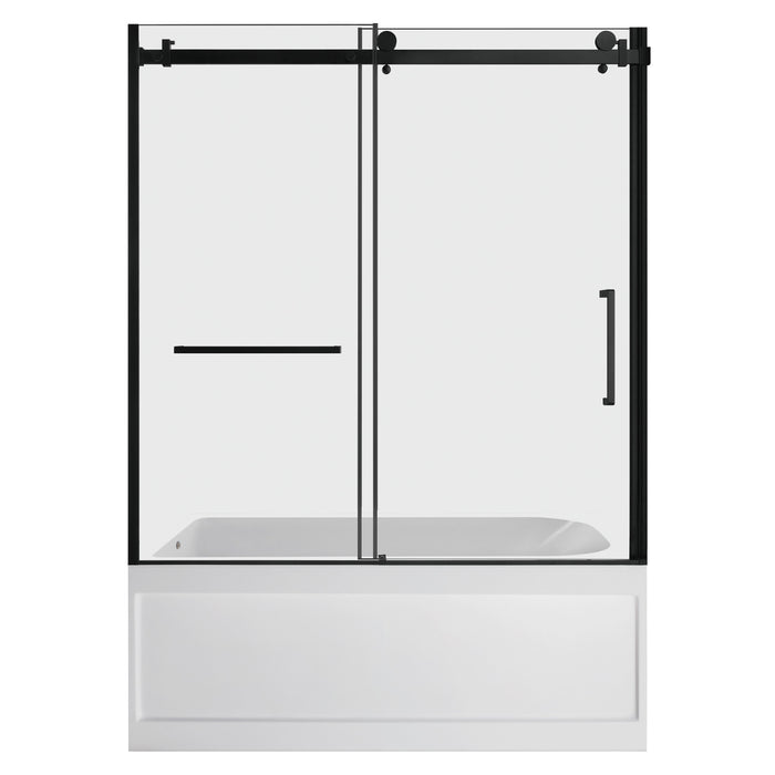 Kingston Tulare KVTAP6032L21A060-Inch Acrylic Rectangular 3-Wall Anti-Skid Alcove Tub Combo with Tub Door (Left Hand Drain), White/Matte Black