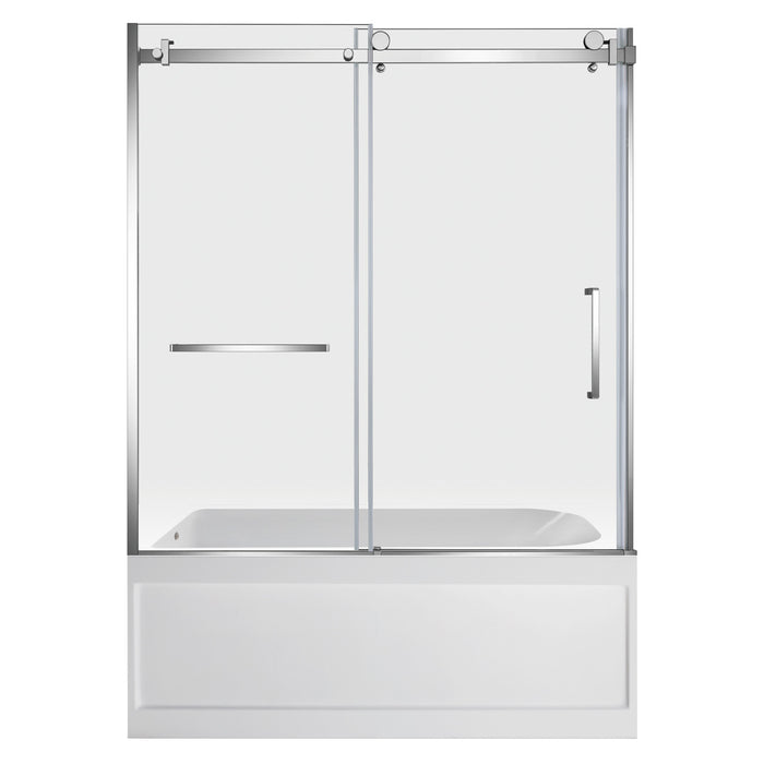KVTAP6032L21A1 60-Inch Acrylic Rectangular 3-Wall Anti-Skid Alcove Tub Combo with Tub Door (Left Hand Drain), White/Polished Chrome
