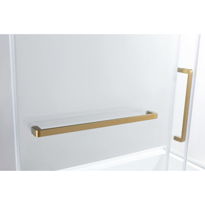 KVTAP6032L21A7 60-Inch Acrylic Rectangular 3-Wall Anti-Skid Alcove Tub Combo with Tub Door (Left Hand Drain), White/Brushed Brass