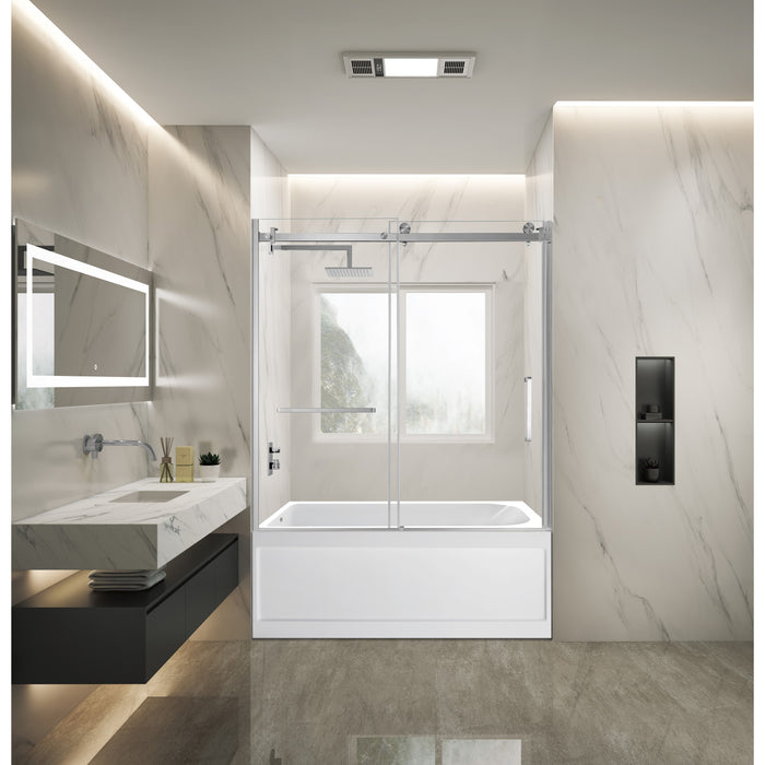 Kingston Tulare KVTAP6032L21A860-Inch Acrylic Rectangular 3-Wall Anti-Skid Alcove Tub Combo with Tub Door (Left Hand Drain), White/Brushed Nickel