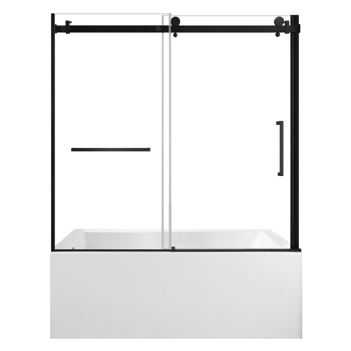 Kingston Tulare KVTAP6032L22060-Inch Acrylic Rectangular 3-Wall Alcove Tub Combo with Tub Door (Left Hand Drain), White/Matte Black