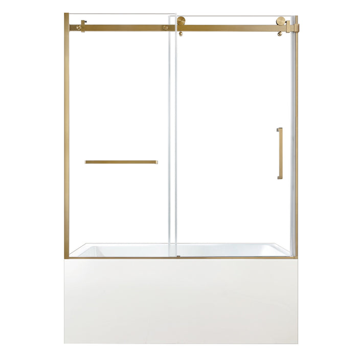 Kingston Tulare KVTAP6032L22760-Inch Acrylic Rectangular 3-Wall Alcove Tub Combo with Tub Door (Left Hand Drain), White/Brushed Brass