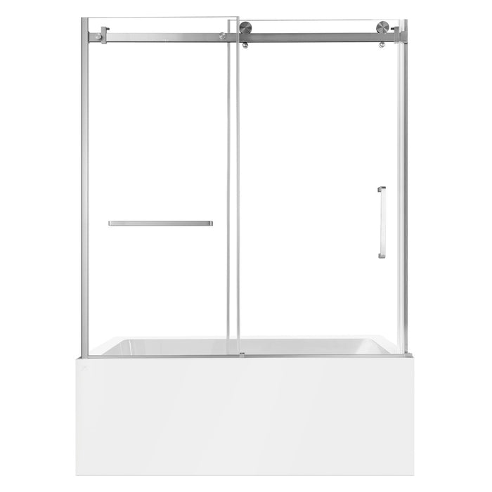 Kingston Tulare KVTAP6032L22860-Inch Acrylic Rectangular 3-Wall Alcove Tub Combo with Tub Door (Left Hand Drain), White/Brushed Nickel