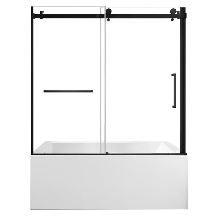 Kingston Tulare KVTAP6032L22C060-Inch Acrylic Rectangular 3-Wall Anti-Skid Alcove Tub Combo with Tub Door (Left Hand Drain), White/Matte Black