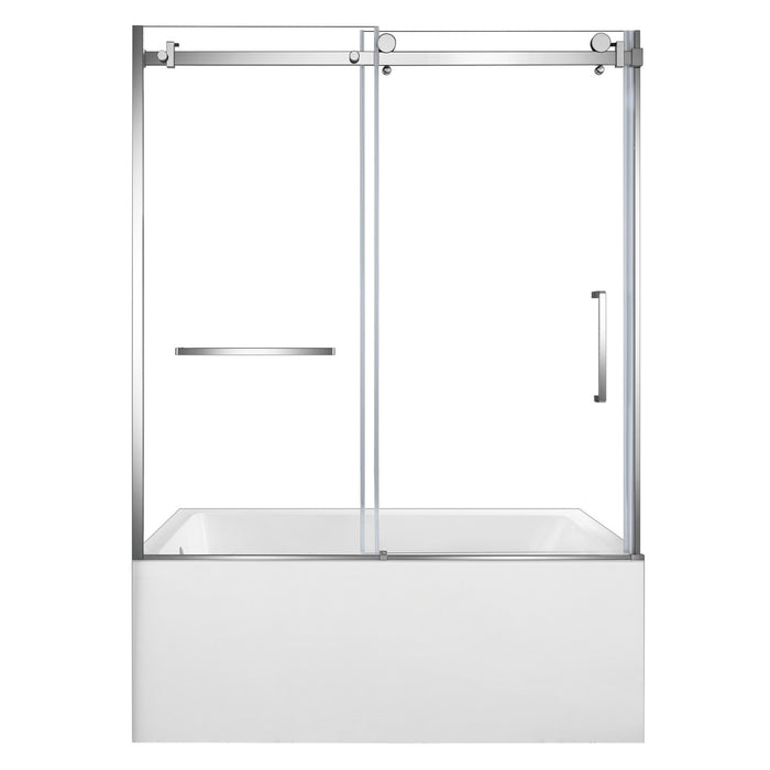 Kingston Tulare KVTAP6032L22C160-Inch Acrylic Rectangular 3-Wall Anti-Skid Alcove Tub Combo with Tub Door (Left Hand Drain), White/Polished Chrome